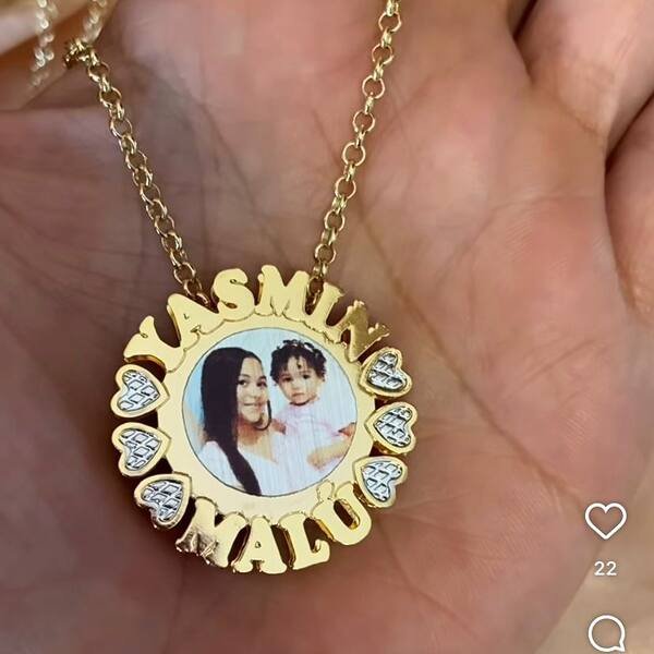 Colar Personalizado Foto Mandala banhada a Ouro 18k
