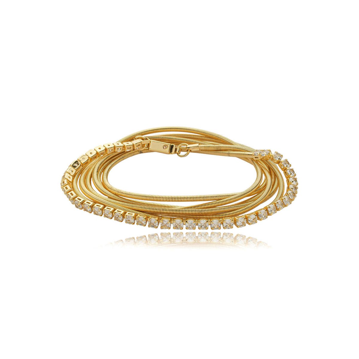 Pulseira Corda de Violão Cravejada com Zircônias banhado a ouro 18K