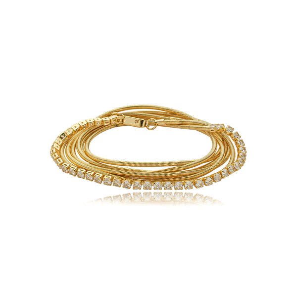 Pulseira Corda de Violão Cravejada com Zircônias banhado a ouro 18K
