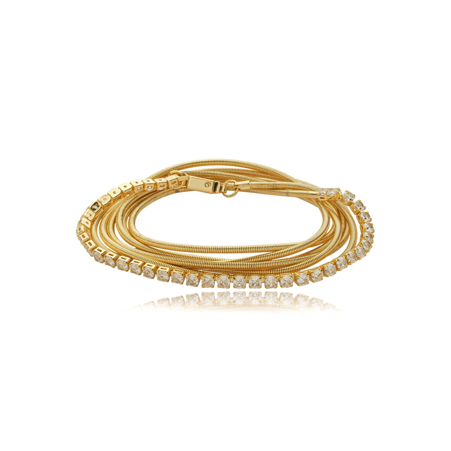 Pulseira Corda de Violão Cravejada com Zircônias banhado a ouro 18K