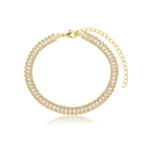 Pulseira Riviera Cravejada com Zircônias banhado a ouro 18K
