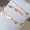 Pulseira Personalizada Borboletas Coloridas com Nome banhado a ouro 18 k