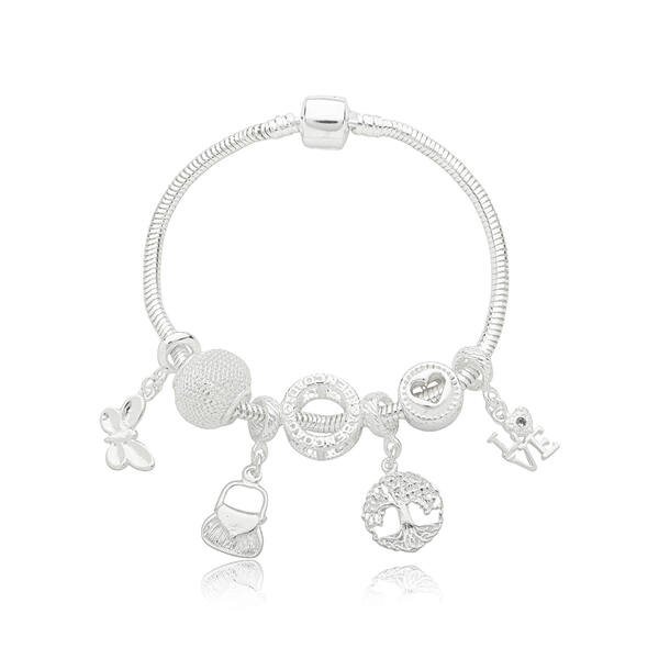 Kit Pulseira + Sete Berloques banhados a prata de lei 950