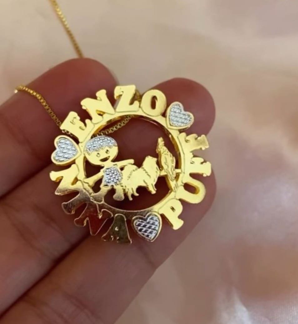 Colar Personalizado Mandala até 4 Nomes banhada a ouro 18k