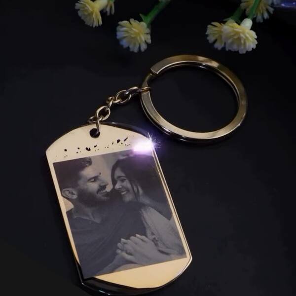 Chaveiro Personalizado Placa com Foto e Nome em Aço Cirúrgico