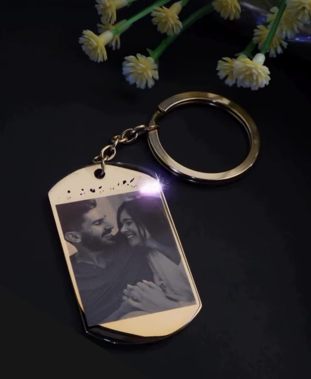 Chaveiro Personalizado Placa com Foto e Nome em Aço Cirúrgico