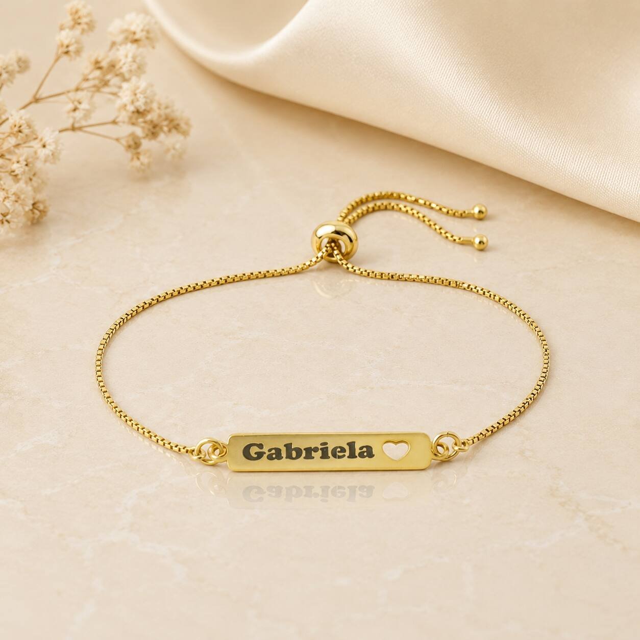 Pulseira Personalizada Placa com Nome banhado a ouro 18 k