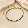Pulseira Riviera Cravejada com Zircônias Verdes banhado a ouro 18K