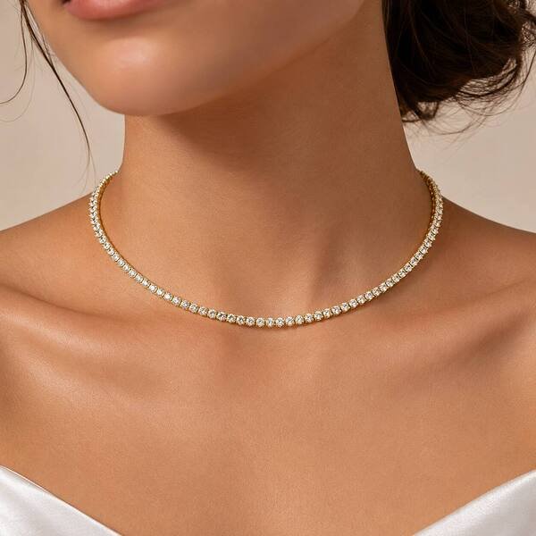 Colar Choker Riviera banhado a ouro 18 k