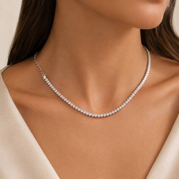 Colar Choker Riviera banhado em prata de lei 950