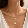 Colar Duplo Placas Corações Vazados banhado a ouro 18 k