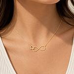 Colar Infinito Coração Cravejado com Zircônias banhado a ouro 18 k