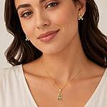 Conjunto Colar e Brinco Autismo banhado a ouro 18K